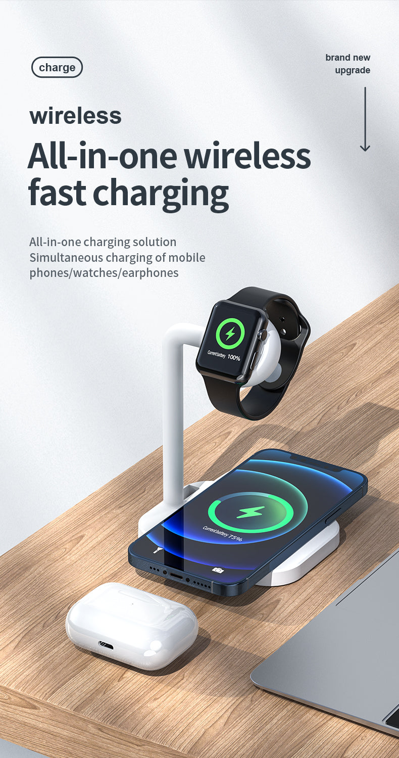 15W fast charging Desktop 2 in 1 magnetic wireless charger 978