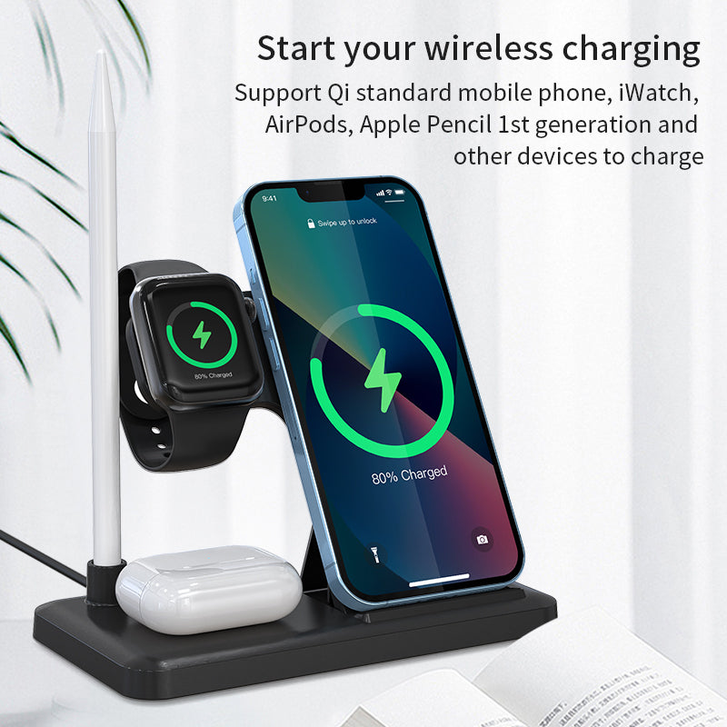 New design foldable 4 in 1 wireless charger for Phones\Apple pencil \iWatch\Airpods 498