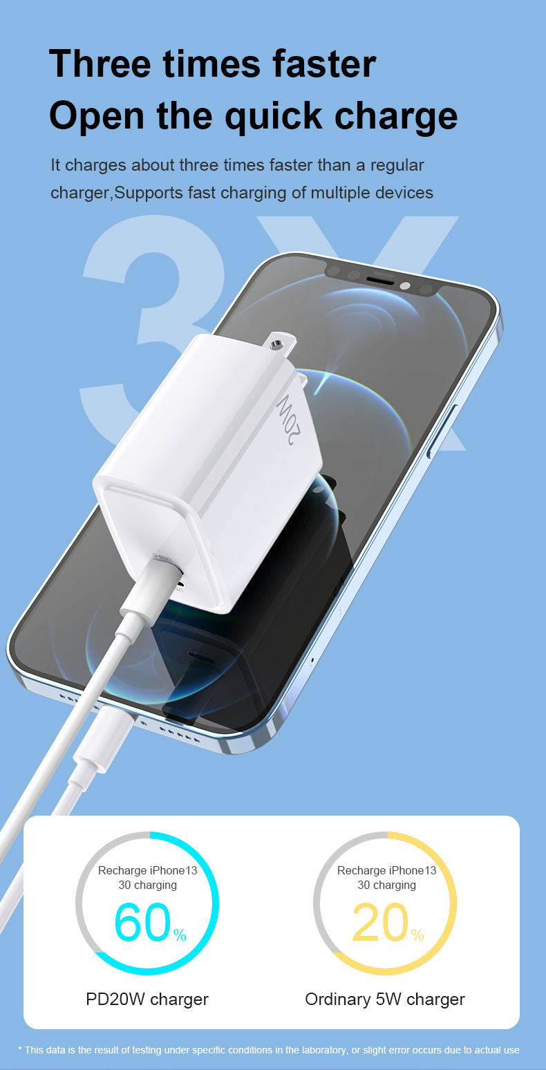 PD20W PD Quick Charge 20W charger US adapter Suitable for Apple Huawei mobile phone reversible compatible charging plug