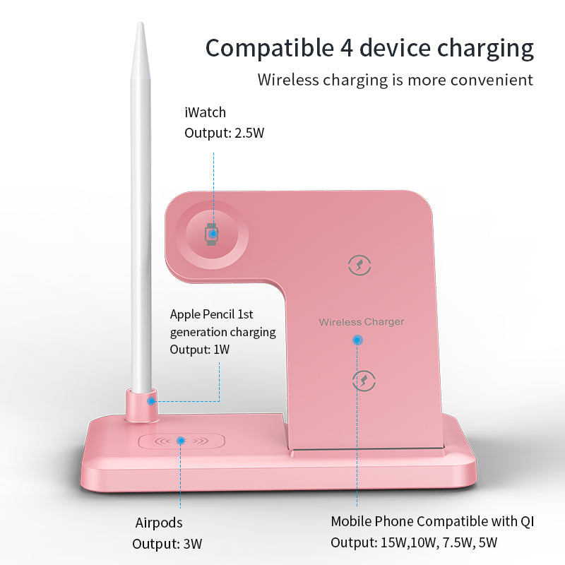 New design foldable 4 in 1 wireless charger for Phones\Apple pencil \iWatch\Airpods 498