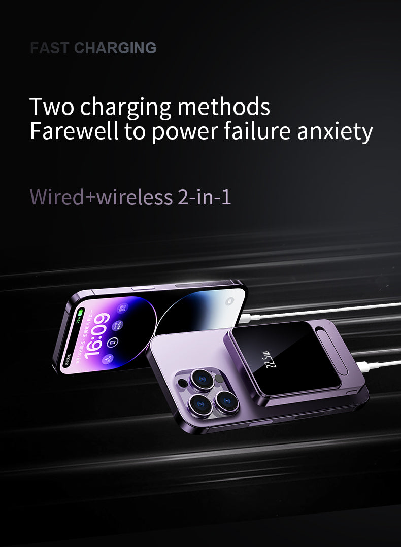Ultra-thin magnetic  15W wireless charging power bank power display 22.5W PD Fast charging