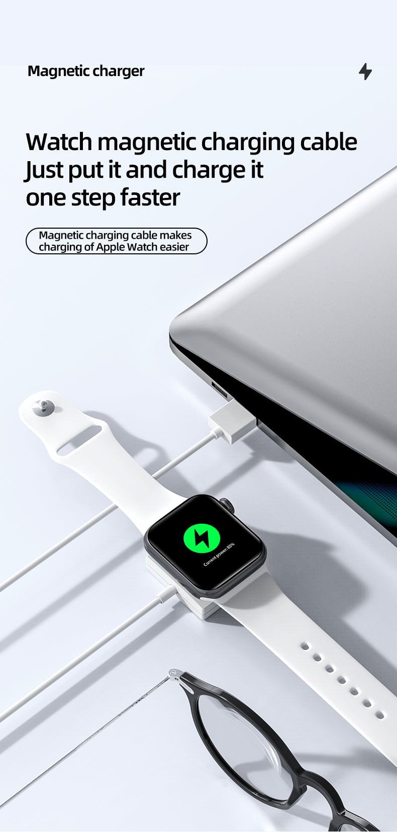 Square Magnetic wireless watch charger for Apple Watch 981