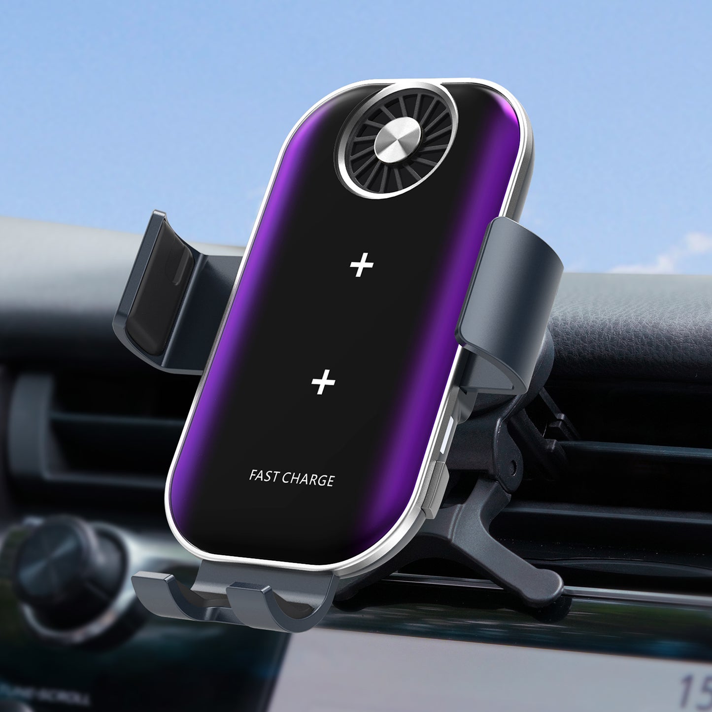 Heat dissipation fast charging twin coil car wireless charger compatible for Z Flip series C37