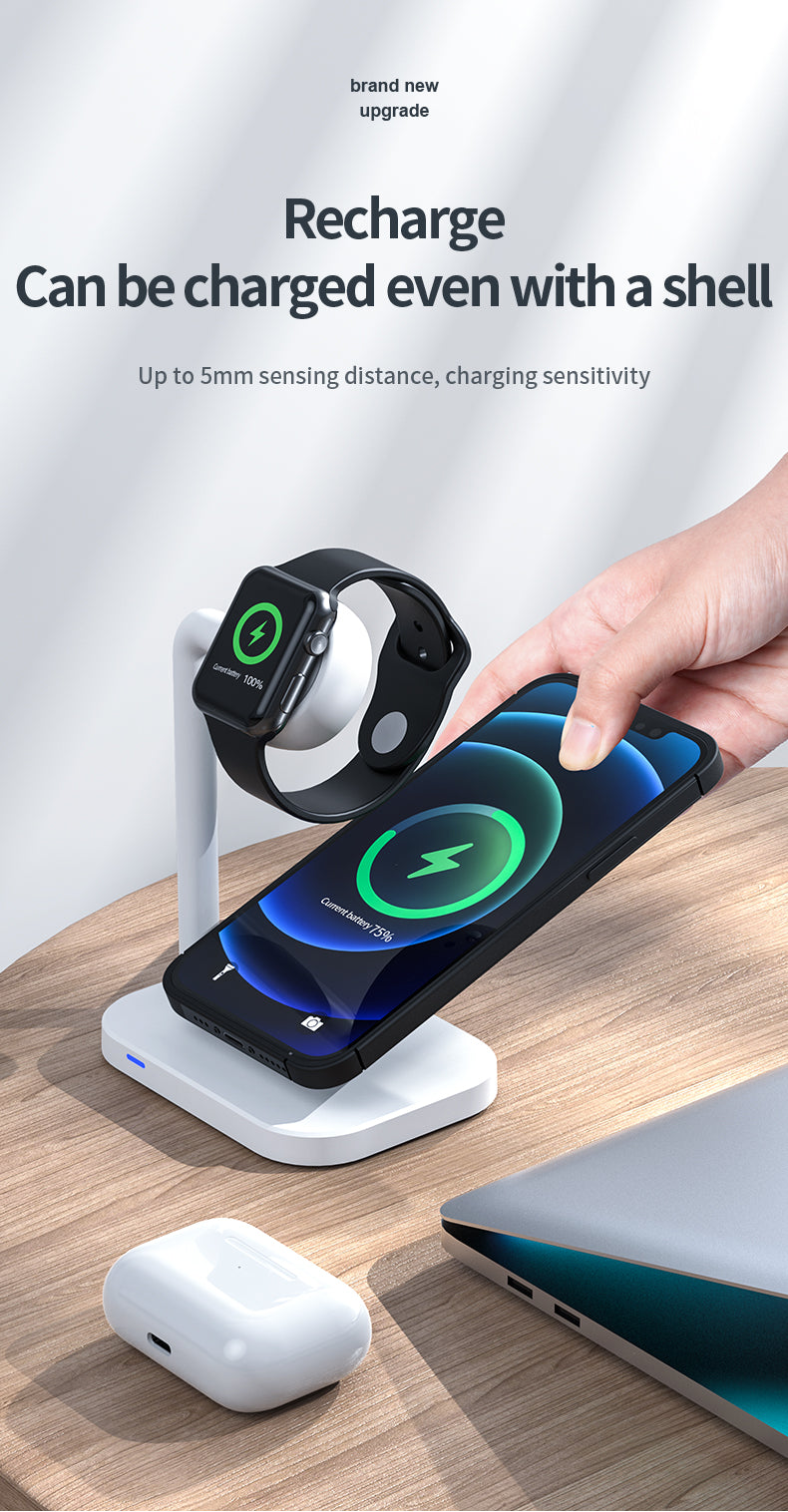 15W fast charging Desktop 2 in 1 magnetic wireless charger 978