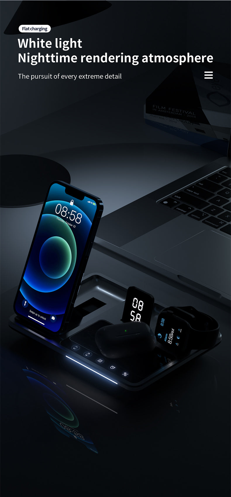 2023 trending products three in one electric lift multifunctional 4 in 1 wireless charger R11
