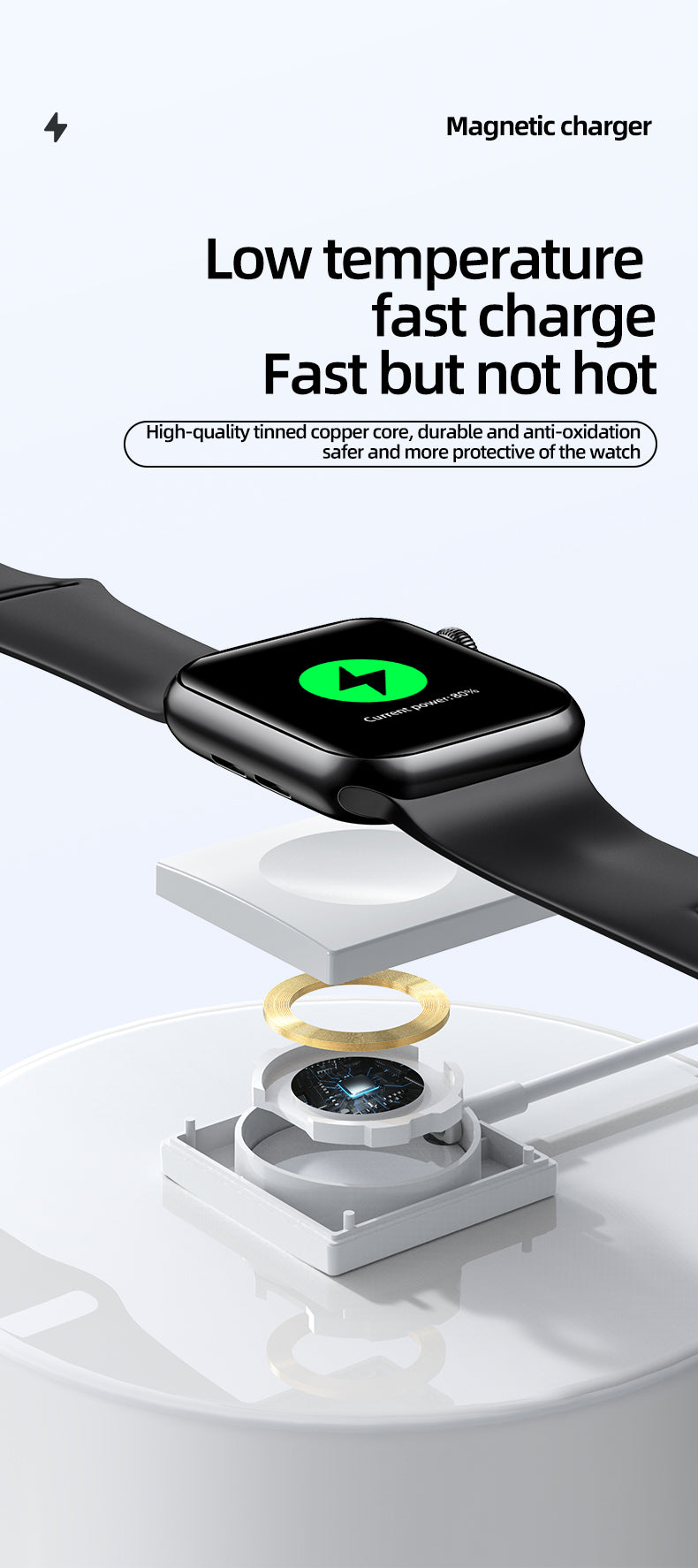 Square Magnetic wireless watch charger for Apple Watch 981