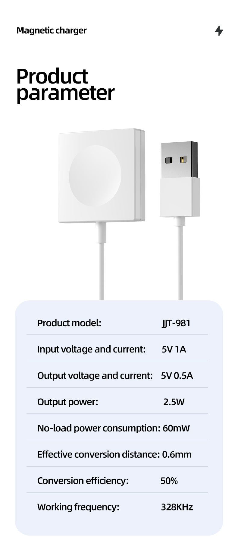 Square Magnetic wireless watch charger for Apple Watch 981