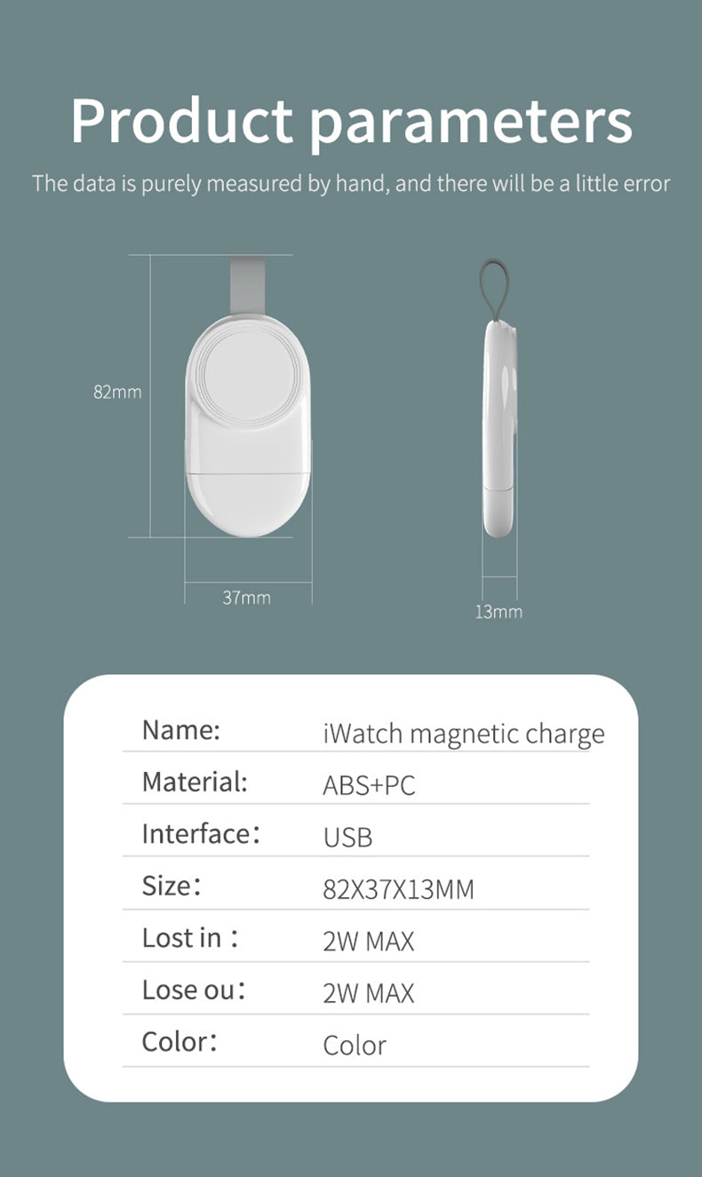 Mini  pocket Usb Port Wireless Watch Charger  For iwatch Series 847