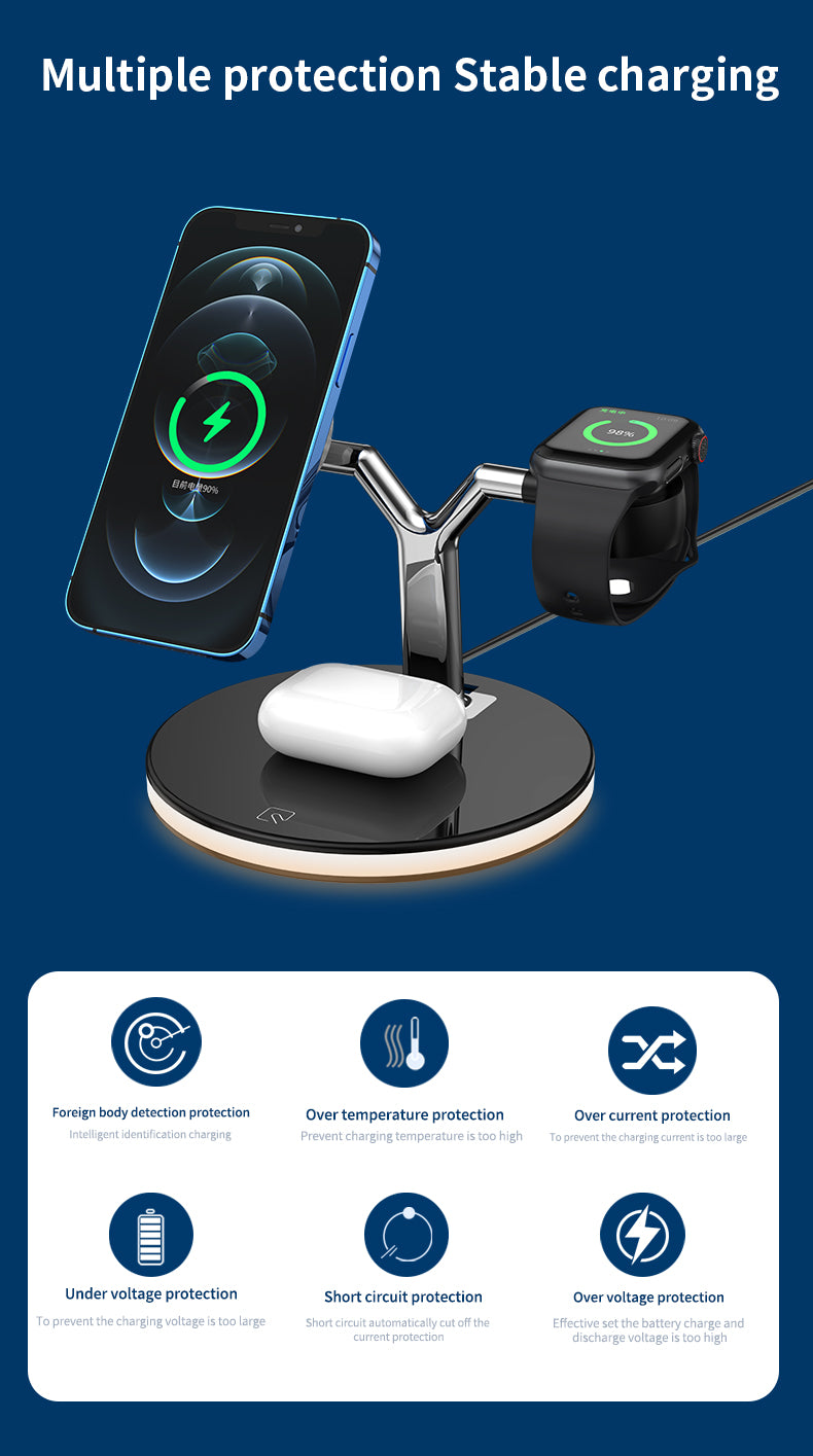 25W 3-in-1 magnetic wireless  charger stand 970