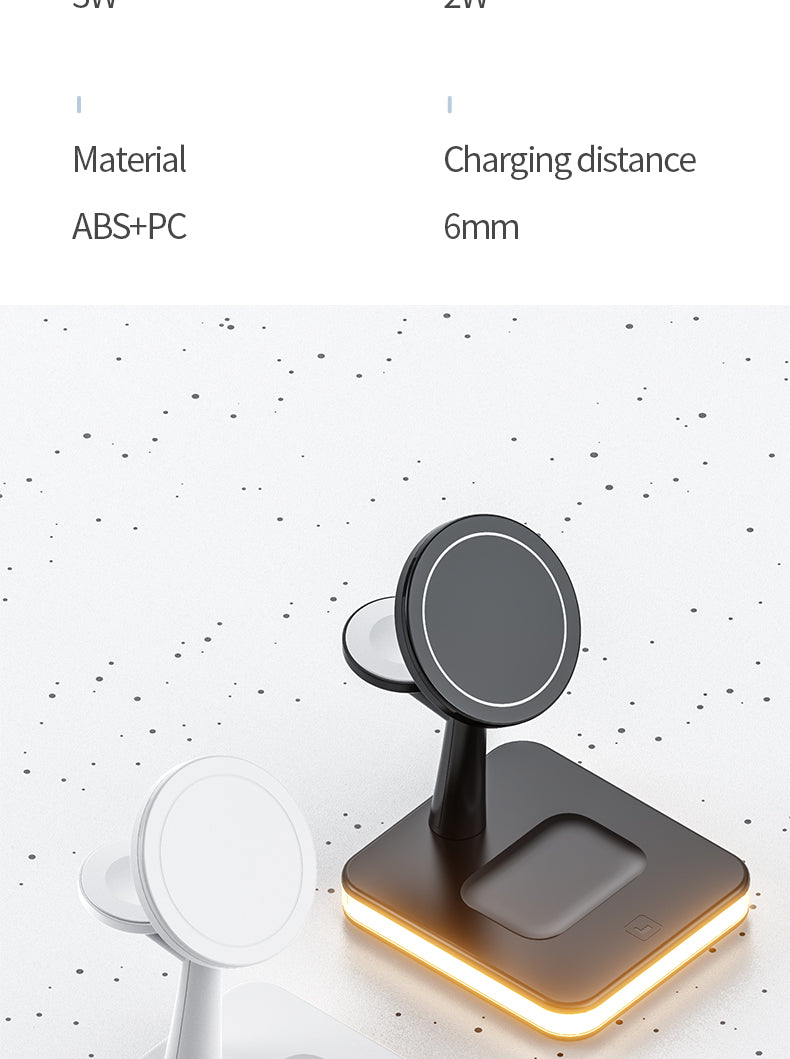 15w 3 In 1 Magnetic Wireless Charger With Led Lamp 991