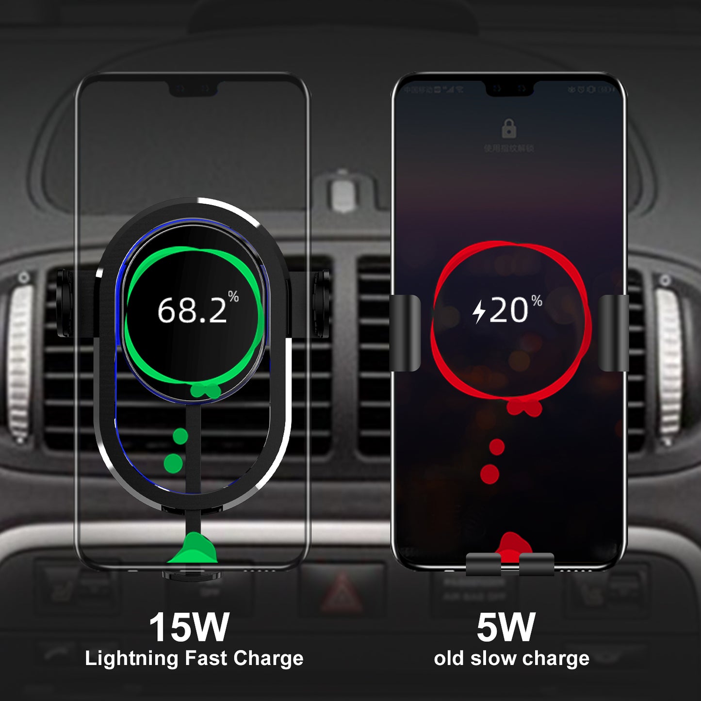 3-axis linkage magnetic induction car wireless charger N15