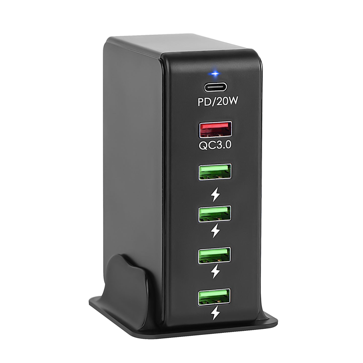 Desktop 65W multi ports usb Type-c PD20W fast charging mobile phone charger QC 3.0 quick charge 6 ports cellphone charging dock station