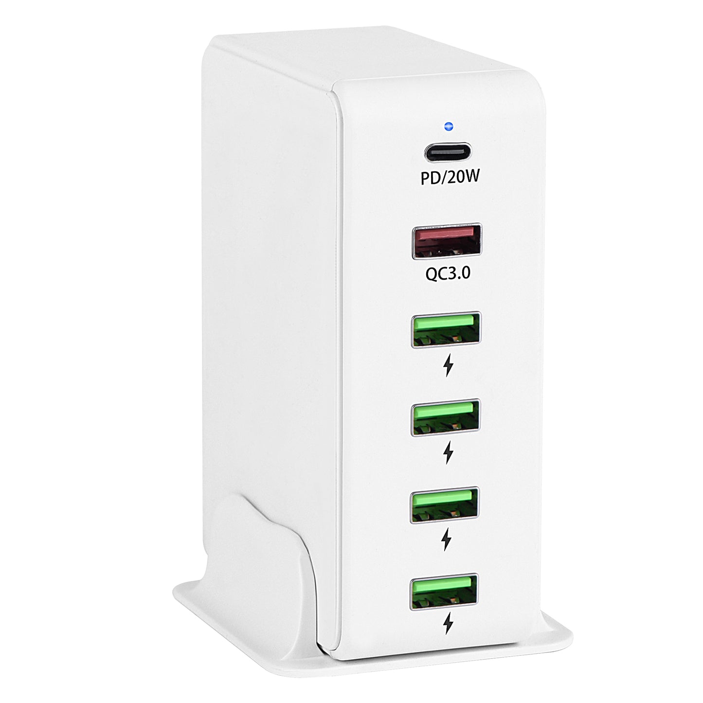 Desktop 65W multi ports usb Type-c PD20W fast charging mobile phone charger QC 3.0 quick charge 6 ports cellphone charging dock station