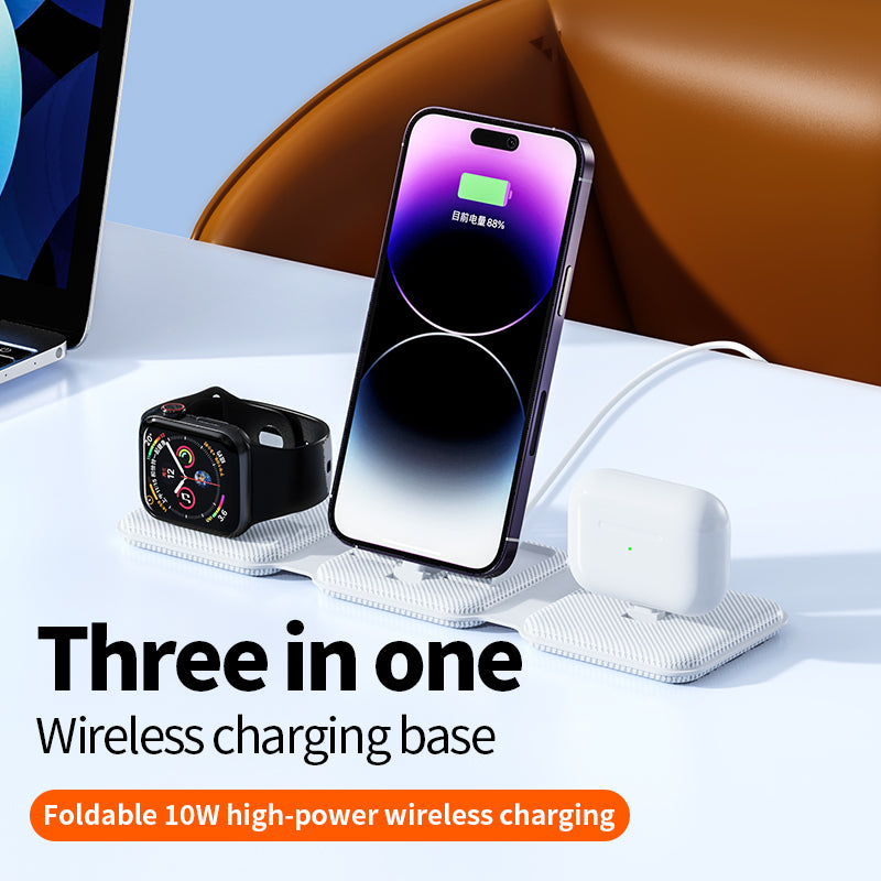 Foldable 10W 3 in 1 wireless charger