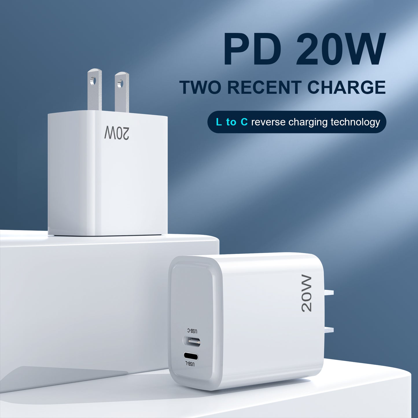 PD20W PD Quick Charge 20W charger US adapter Suitable for Apple Huawei mobile phone reversible compatible charging plug