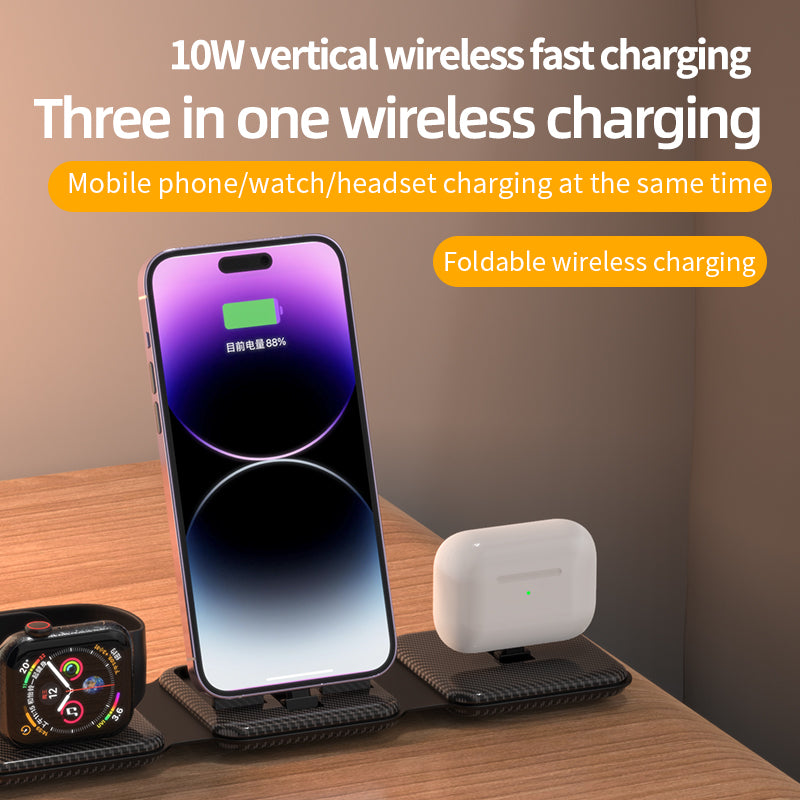 Foldable 10W 3 in 1 wireless charger