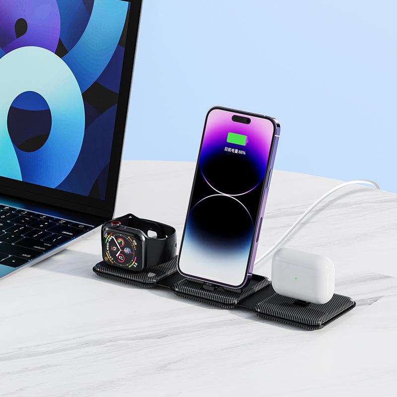 Foldable 10W 3 in 1 wireless charger