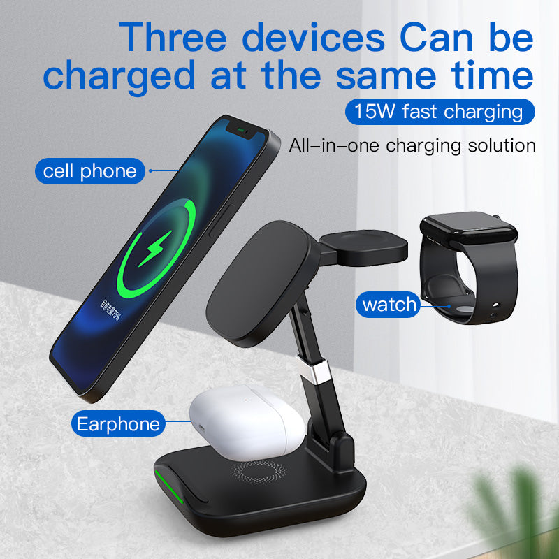 4-in-1 Foldable 18W fast charging magnetic wireless charger T9