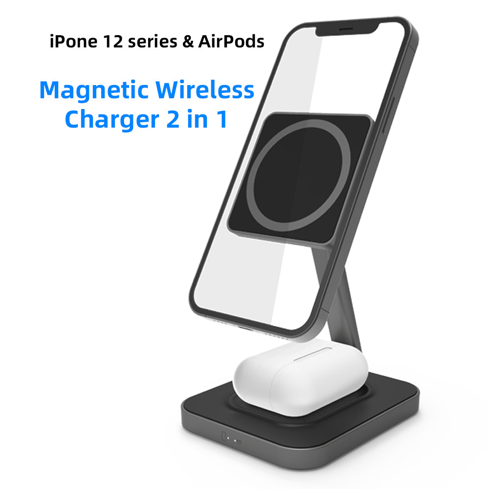 Double 15W 2 in 1 wireless charger cellphone holder with adjustable angle