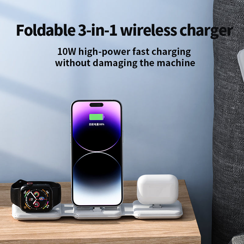 Foldable 10W 3 in 1 wireless charger