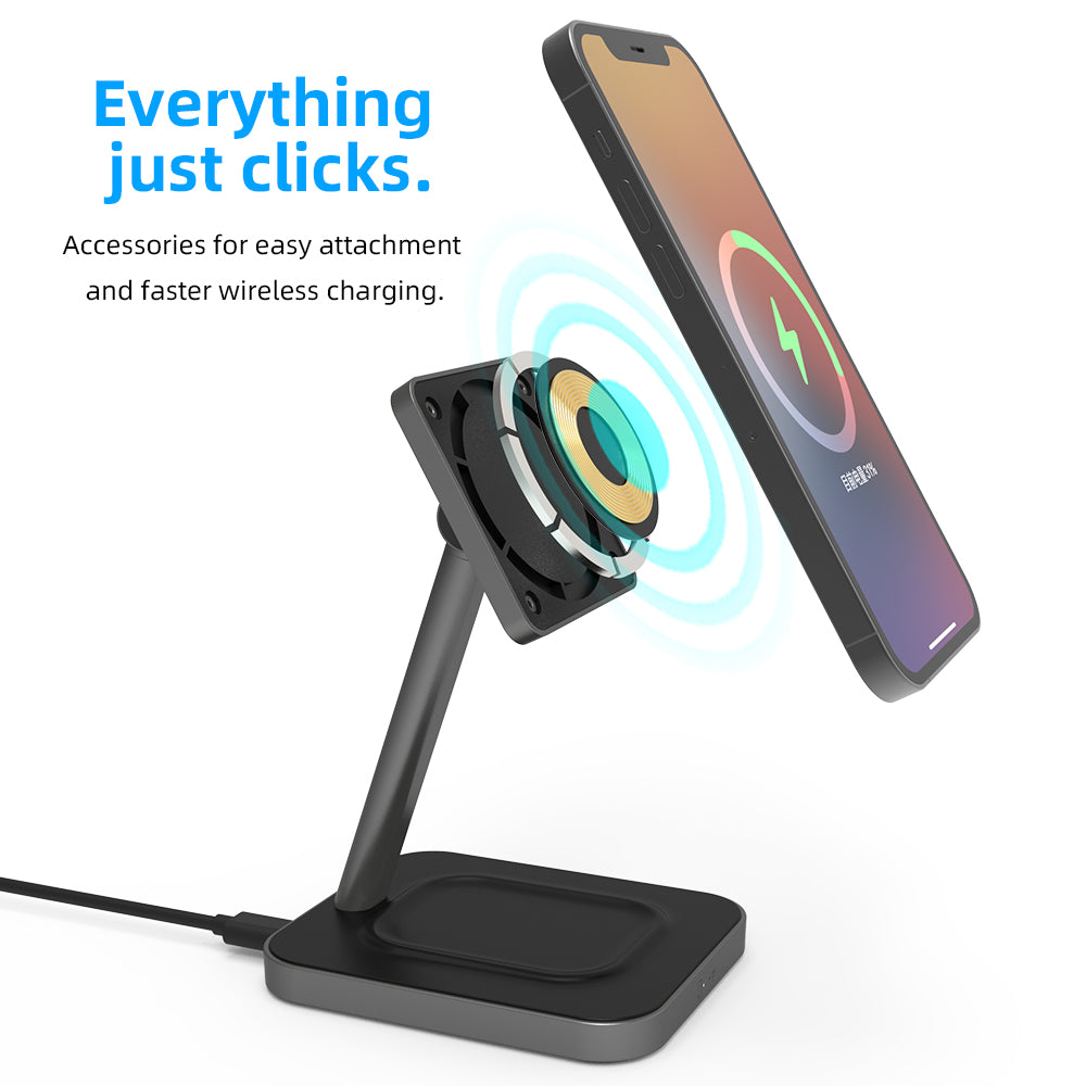 Double 15W 2 in 1 wireless charger cellphone holder with adjustable angle