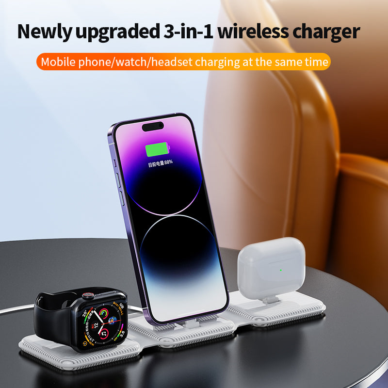 Foldable 10W 3 in 1 wireless charger