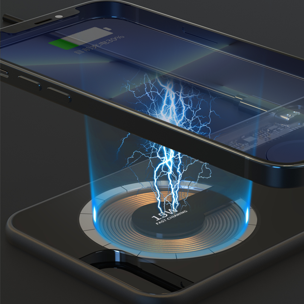 Visible dual 15W Wireless Quick-charge Tempered glass + Aluminum Alloy Qi wireless charger