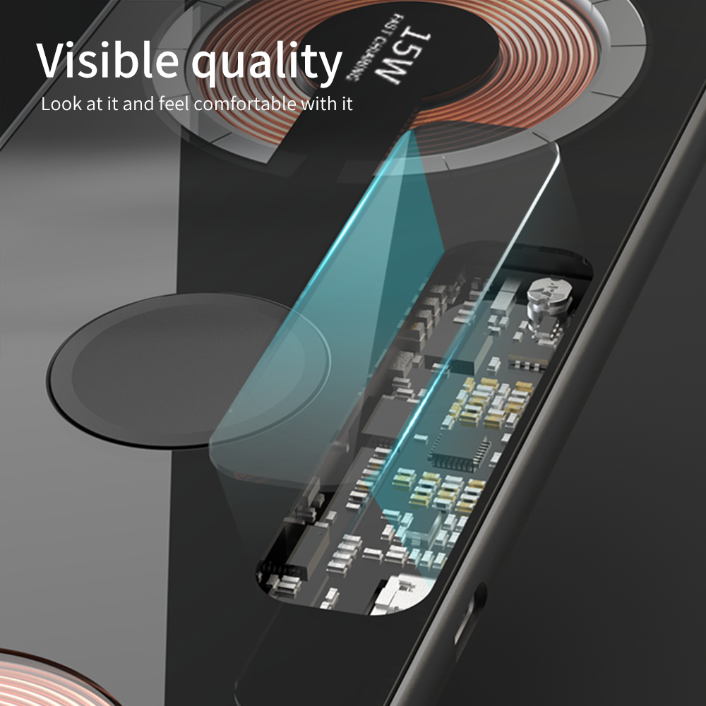 Visible 3 in 1 lightning-fast charging Tempered glass + aluminum alloy heat dissipation wireless charger