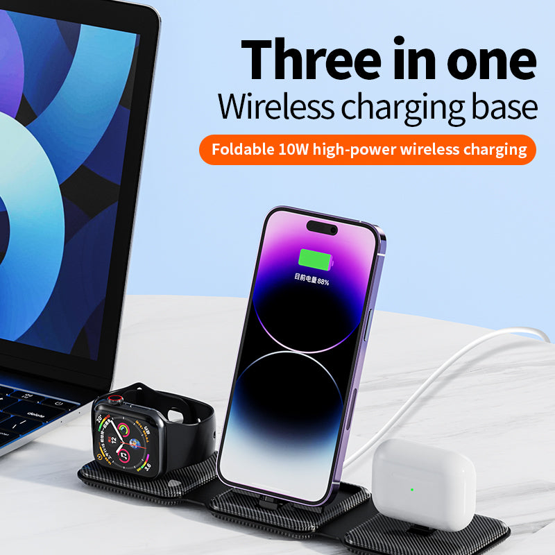 Foldable 10W 3 in 1 wireless charger