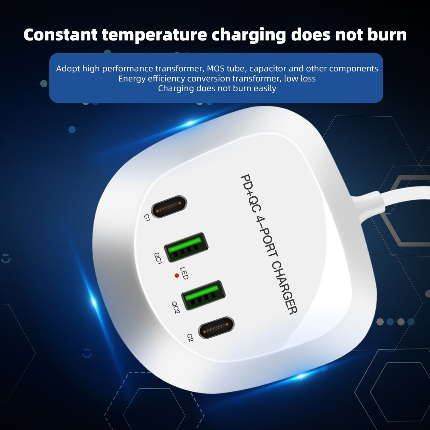 Multi 4 port USB plug charger power strip Spot multi-port USB charger PD20W Fast charge Travel charge 40W high power QC3.0 fast charge