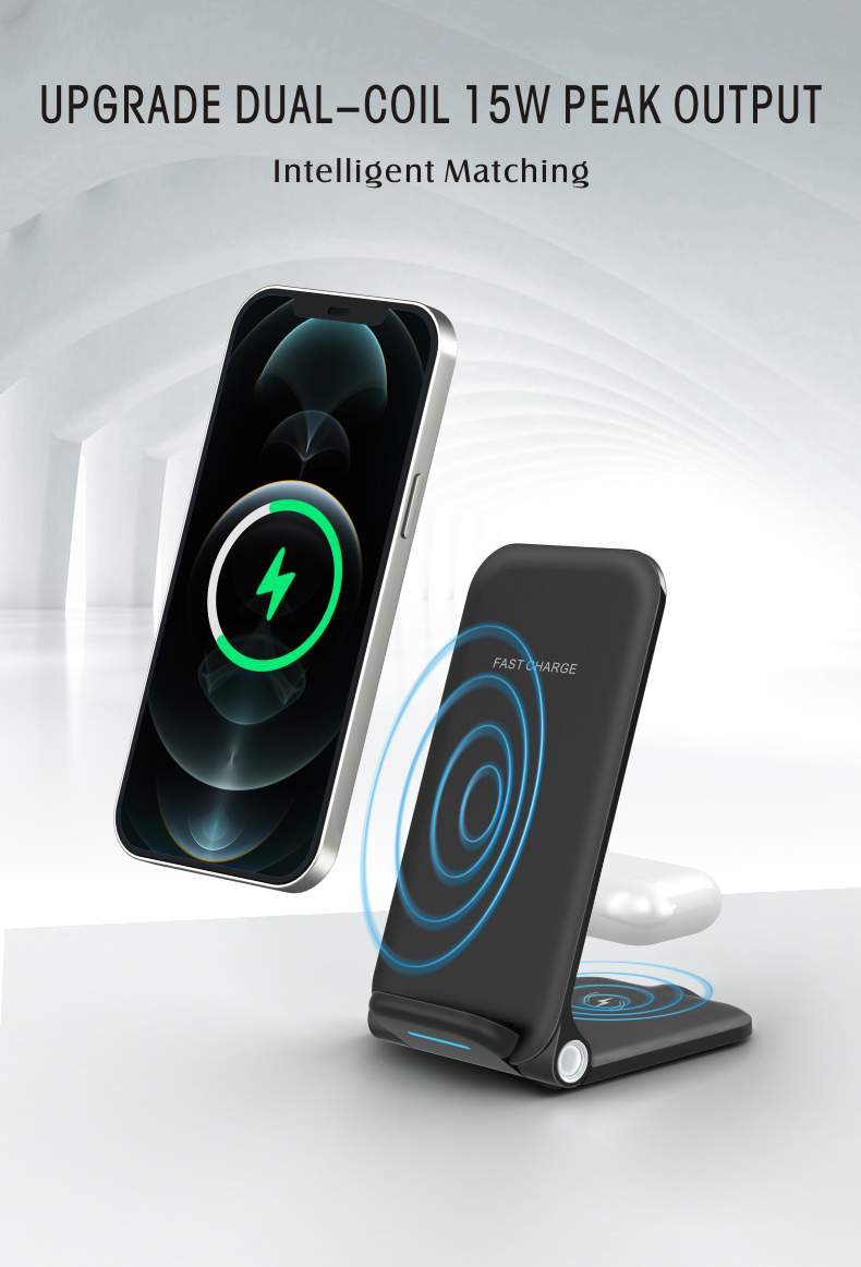 Foldable 15W 2 in 1 wireless charger 75A