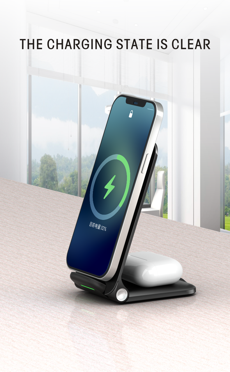 Foldable 15W 2 in 1 wireless charger 75A