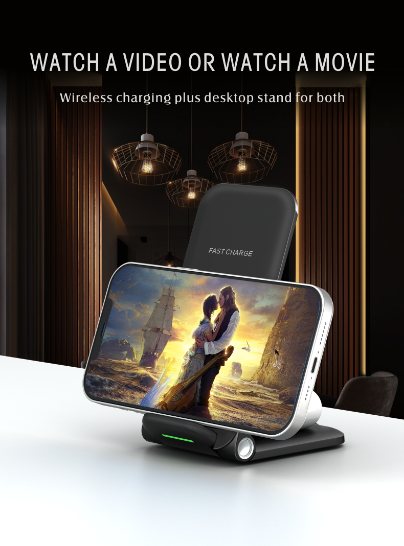 Foldable 15W 2 in 1 wireless charger 75A