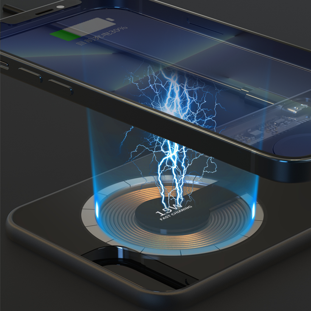 Visible 3 in 1 lightning-fast charging Tempered glass + aluminum alloy heat dissipation wireless charger