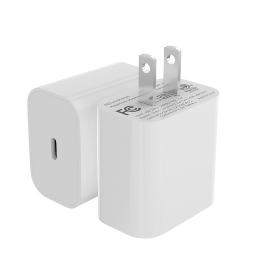 PD 20W single C port US adapter EU Plug phone chargers wholesale with ETL FCC certificate