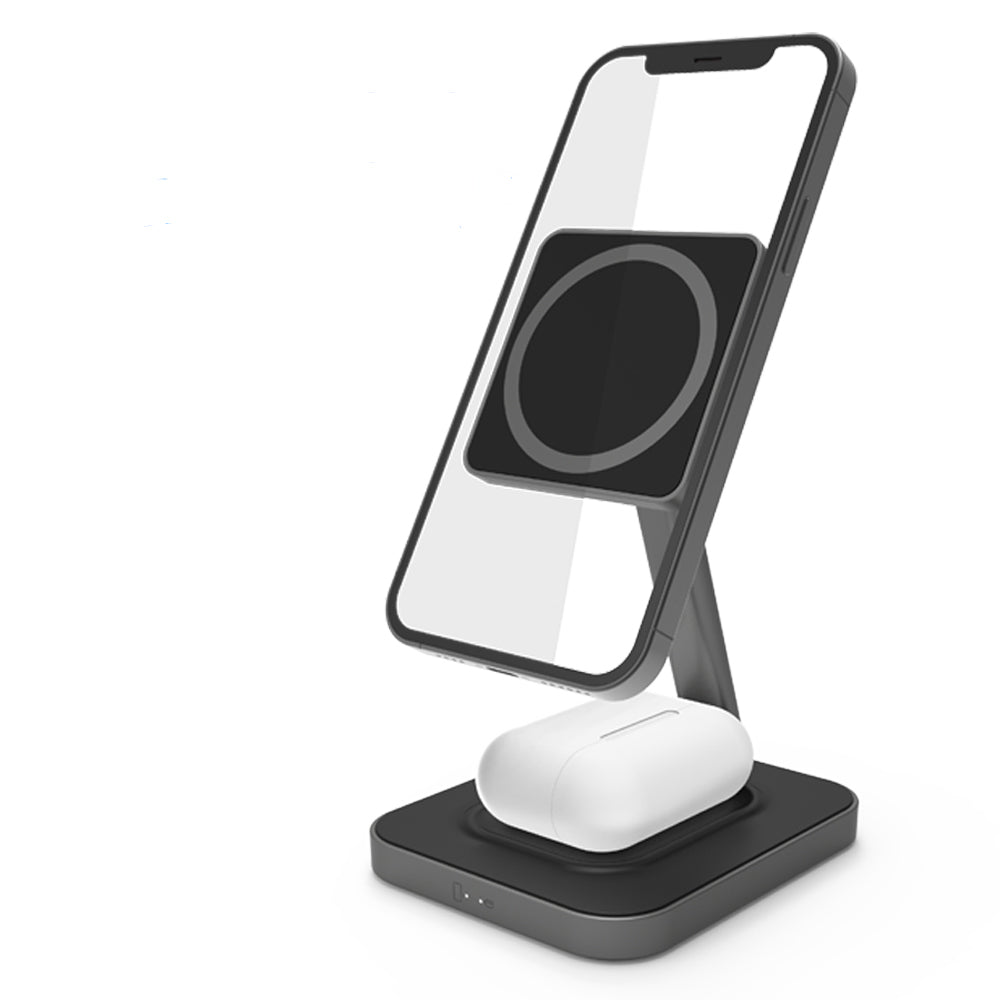 Double 15W 2 in 1 wireless charger cellphone holder with adjustable angle