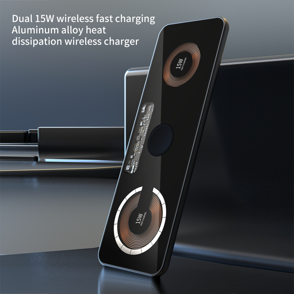 Visible 3 in 1 lightning-fast charging Tempered glass + aluminum alloy heat dissipation wireless charger