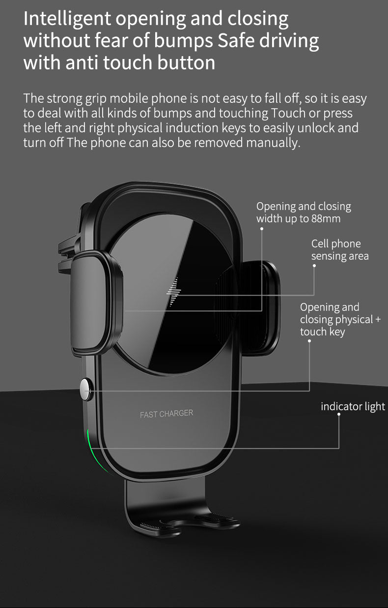 15W max fast charging full automatic vehicle wireless charger with super capacitor