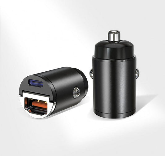PD 30W Car Mini Charger Fast Charging Dual USB Type C Auto Cigarette Lighter Adapter Accessories 12-24V PD Charger