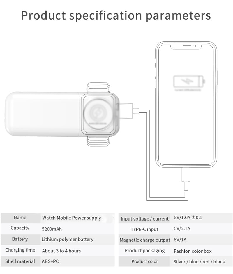 Power bank for iWatch 1 2 3 4 5 6 7 Series USB Magnetic Smart Watch Charging Cable for iWatch charging stand