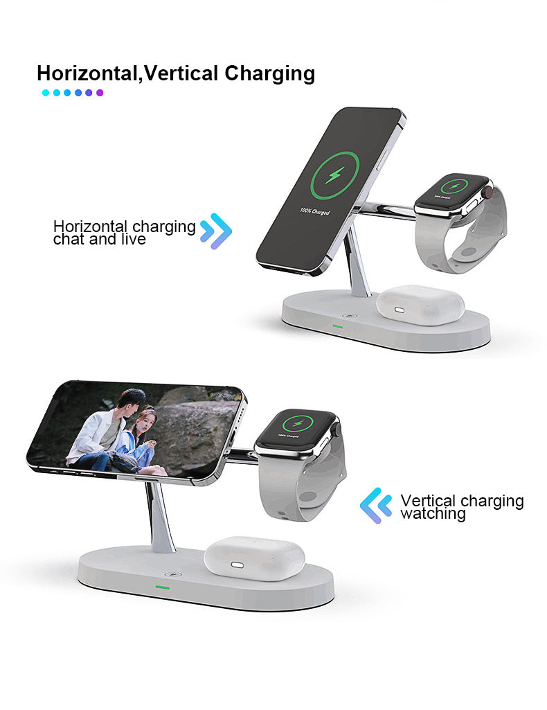 5 In 1 Magnetic Wireless Charger Station with night light T268