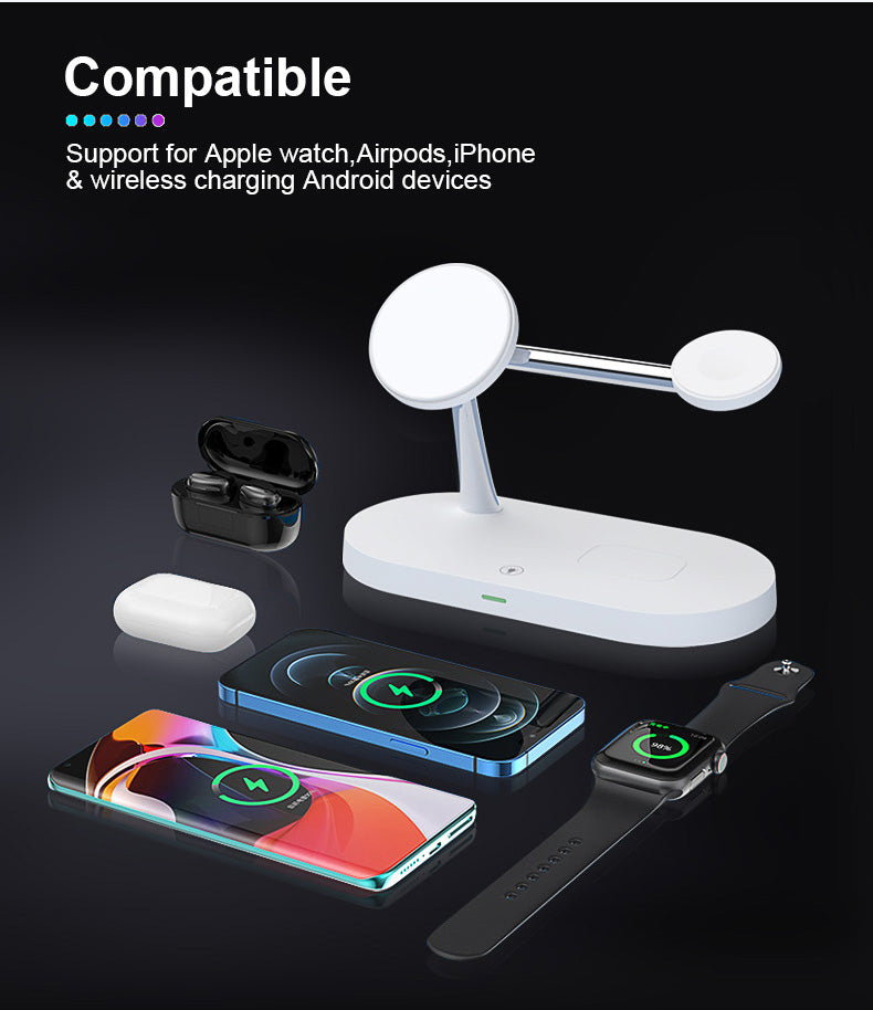 5 In 1 Magnetic Wireless Charger Station with night light T268