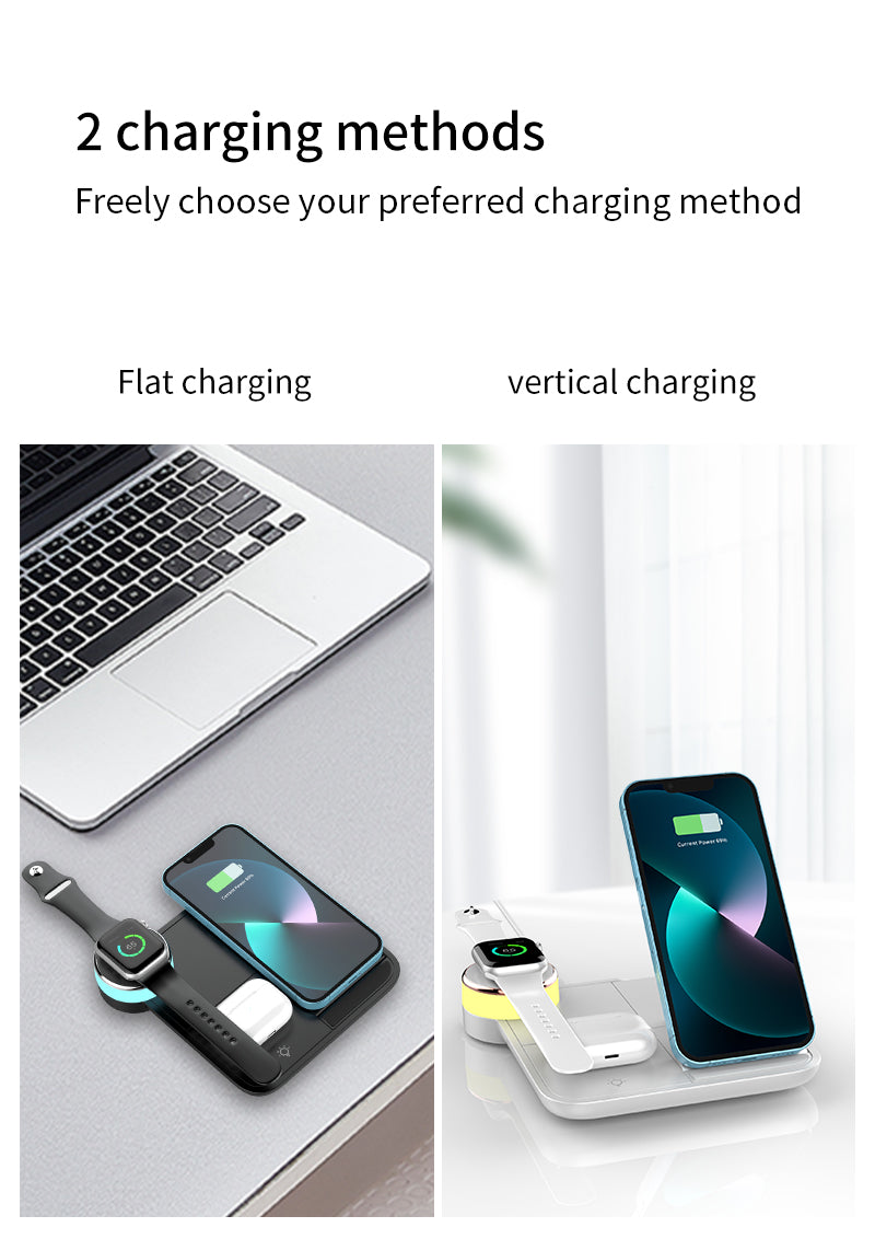 Folding 4 in 1 wireless charger with colorful lights 499